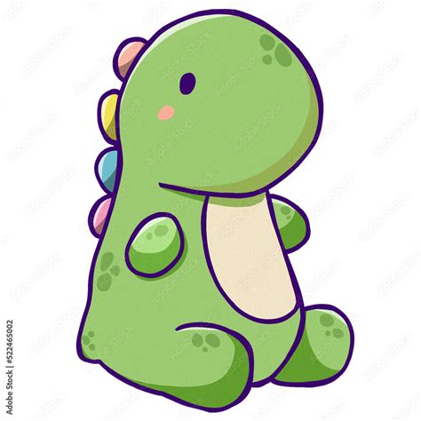 Dinosaur Trex T Rex Baby Cute Kawaii Illustration Cartoon Drawing Stock