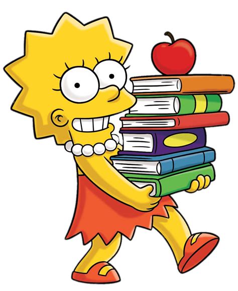 Lisa Simpson With A Pile Of Books Transparent Png Stickpng