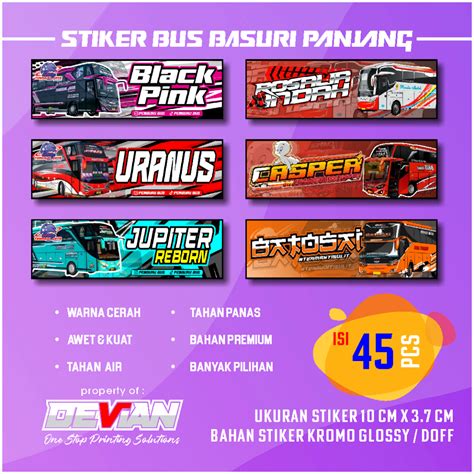 Jual Isi Stiker Bus Basuri Memanjang Black Pink Uranus Jupiter