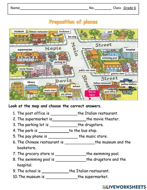 Preposition Of Place Worksheet For 6 Prepositions Vocabulary Games