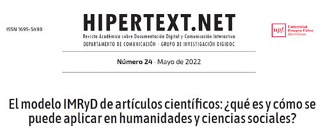 El Modelo Imryd De Artículos Científicos Implicaciones En Humanidades