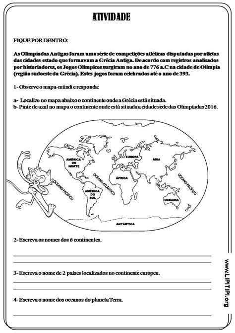 Atividades De Geografia Geografia Continentes E Oceanos