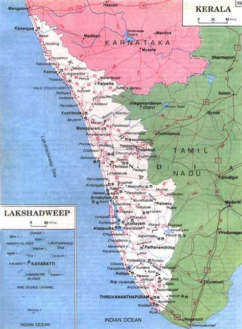 Kerala Tourism Map Districts