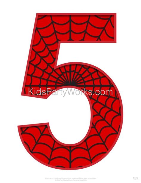 Spiderman birthday printable door hangers click image below to enlarge and print. Spider Party Printable Number 5 Centerpiece Spider Themed ...