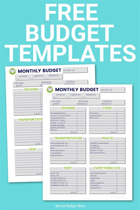 20 Free Printable Budget Templates• Savvy Budget Boss