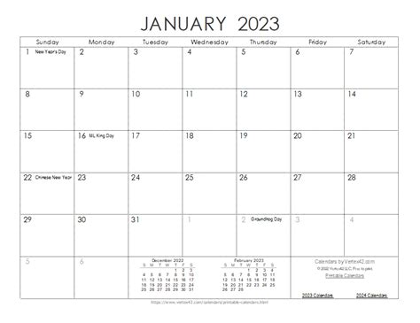 Calendar 2023 To Print Calendar 2023 With Federal Holidays