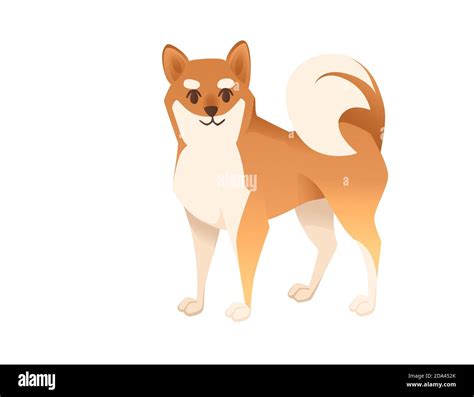 Cute Domestic Happy Shiba Inu Dog Cartoon Animal Design Flat Vector