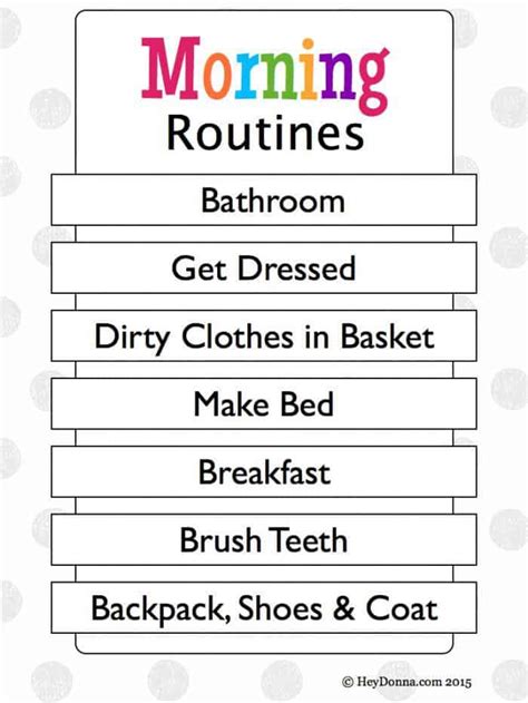 Free Morning Routine Chart For Children