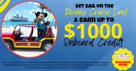 Disney Cruise OnBoard Credit Offer My Mickey Vacation Travel