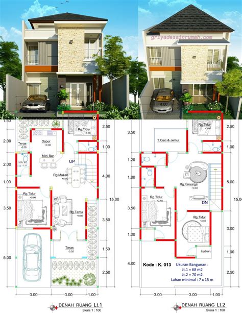 62 Desain Denah Rumah Minimalis Modern 2 Lantai