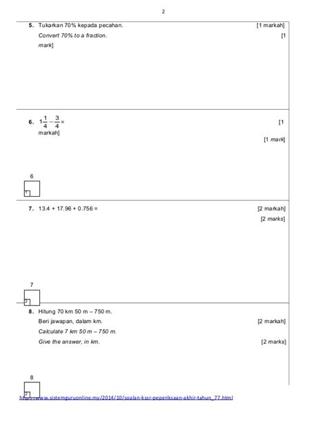 Contoh Kertas Soalan Matematik Tahun 1 2017 High Powercams