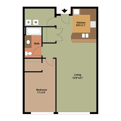 Large curved gray sofa, a charming coffee table and an ikea tv wall cabinet is the all furniture in the living area. Floor Plan Style FF - The Overlook on Prospect