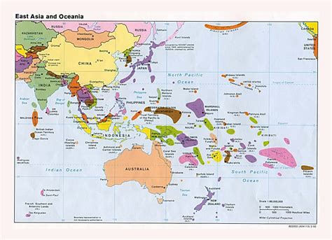 Large Detailed Political Map Of East Asia And Oceania With Major Cities