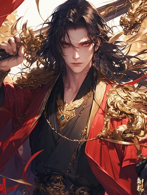 Premium Photo Anime Character With A Sword And A Red Robe Holding A