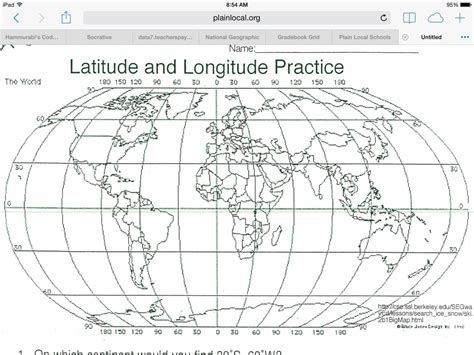 Atividades Sobre Latitude E Longitude