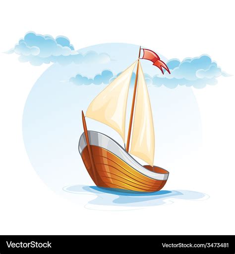 Cartoon Image Of A Wooden Sailing Boat Royalty Free Vector