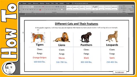 Make A T Chart In Microsoft Word Youtube