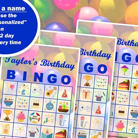 Happy Birthday Bingo Cards Etsy