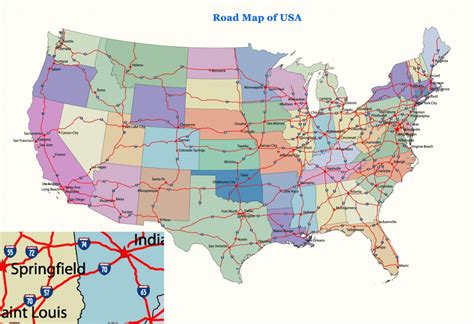 Printable Map Of The United States With Major Cities And Highways