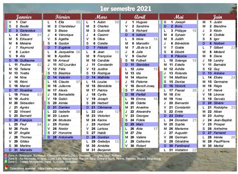 Imprimer Calendrier Semestriel 2021 Calendrier Lunaire