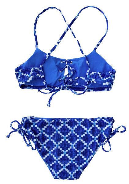 Chanceloves 2 Piece Reversible Blue Padded Girls Bikini For Tween Teen