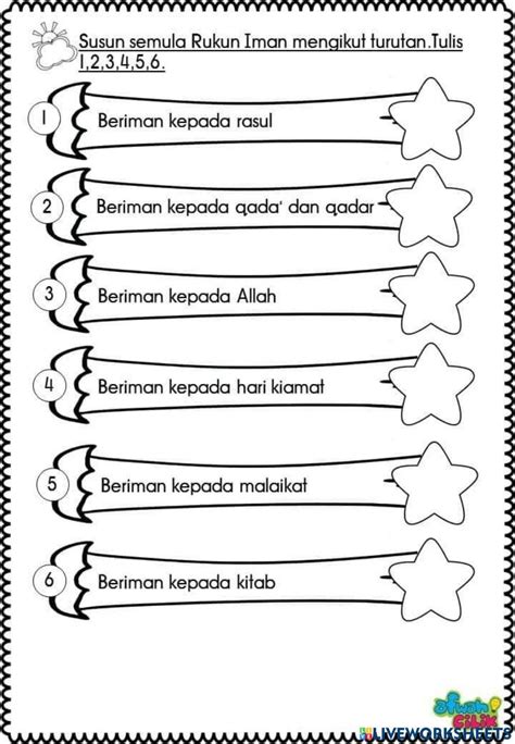 Rukun Iman Interactive Activity For Prasekolah Live Worksheets Nbkomputer