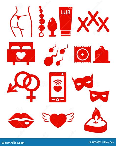 Sistema Del Vector De Iconos De La Tienda Del Sexo Ilustración Del