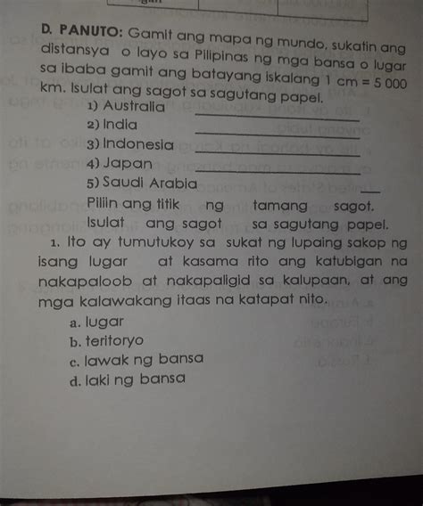 D Panuto Gamit Ang Mapa Ng Mundo Sukatin Ang Distansya O Layo Sa