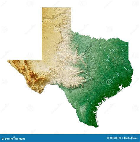 Us State Of Texas Relief Map Stock Illustration Illustration Of