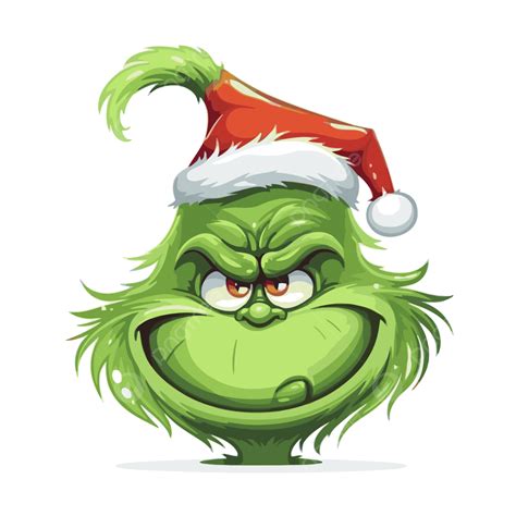 Grinch Face Vector Sticker Clipart Grinch Cartoon Isolated On White