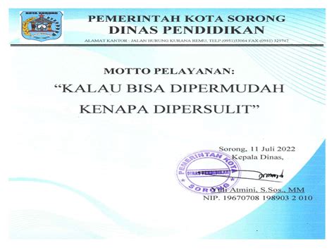 Dinas Pendidikan Pemerintah Kota Sorong