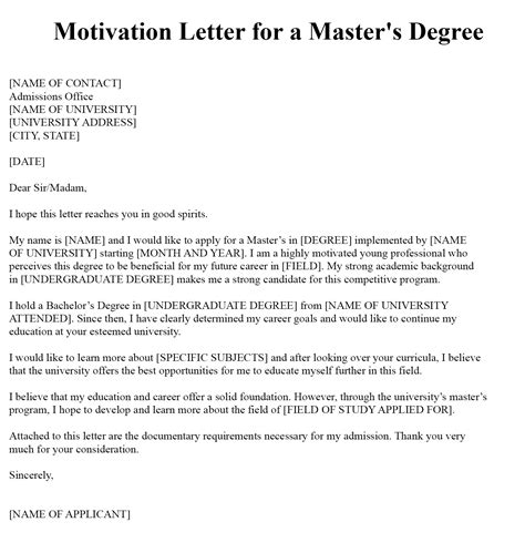 Free Motivation Letter Template Sample And Example Pdf Best Letter