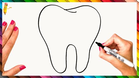 How To Draw A Tooth Step By Step 🦷 Tooth Drawing Easy Youtube