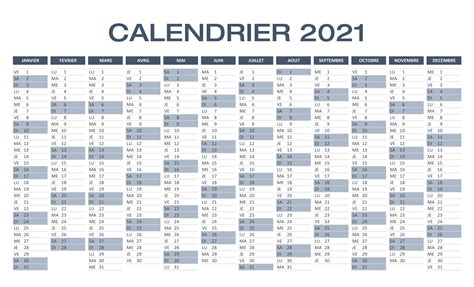 Calendrier 2021 Excel Et Pdf À Télécharger Et Imprimer