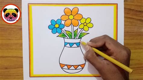 Flower Pot Drawing Simple Flower Pot Drawing Flower Vase Drawing