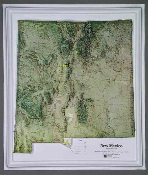 New Mexico State Raised Relief Map Natural Color Relief Style