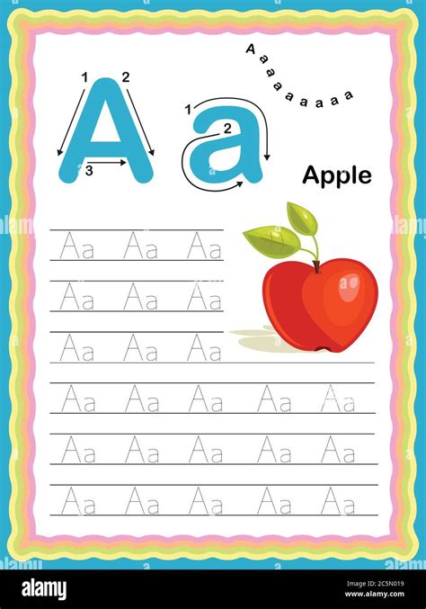 Colorful Letter A Uppercase And Lowercase Tracing Alphabets Start With