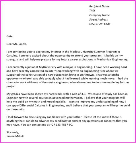 Motivation Letter For Internship Sample With Examples