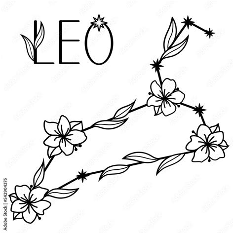 Leo Zodiac Sign Svg Floral Constellation Svg Horoscope Monogram Stock