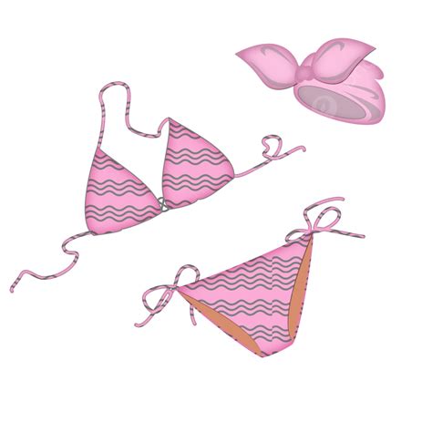 Pink Bikini Png Image Pink Wave Pattern Two Piece Bikini Bikini Two