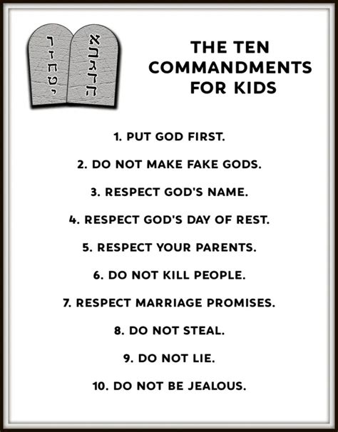 Printable “ten Commandments For Kids” — Ministry To