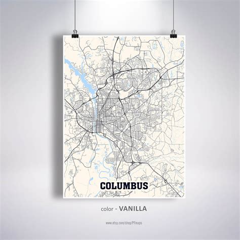 Columbus Map Print Columbus City Map Georgia Ga Usa Map Etsy