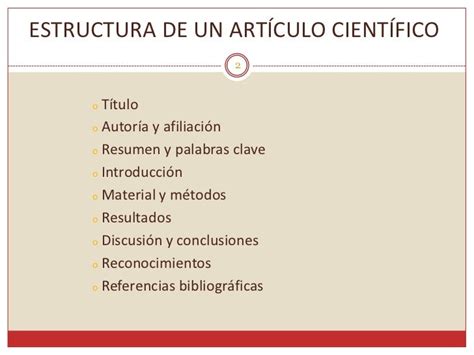 Artículo Científico Estructura Y Partes De Un Articulo Científico