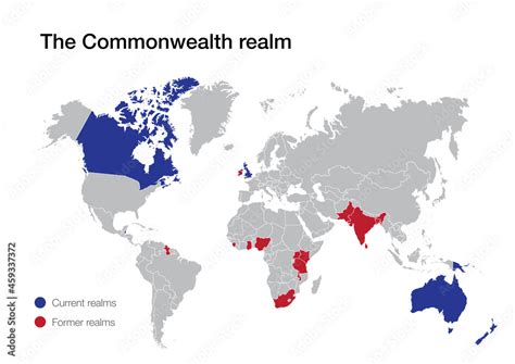 World Map Of Current And Former Commonwealth Realms Stock Illustration