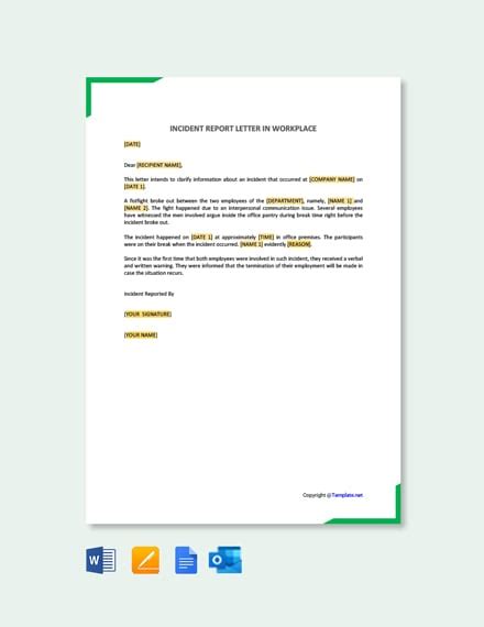 Sample Incident Report Letter For Your Needs Letter Template Collection