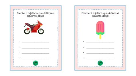 Two Cards With Pictures Of Ice Cream And A Motorbike On The Same Sheet