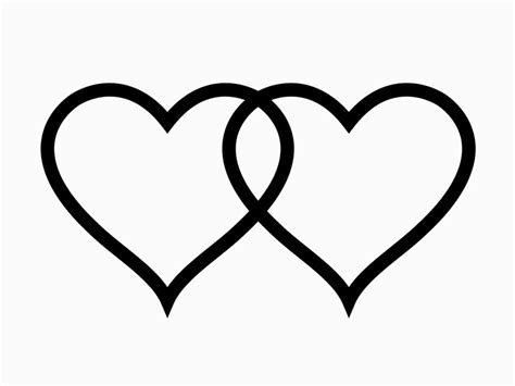 Double Heart Svg Two Hearts Linked Interlocking Outline Open Frame