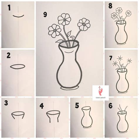 How To Draw A Flower Pot Step By Step At Drawing Tutorials