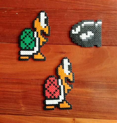 Koopa Troopa Mario Bros Pixel Art 8 Bit Perler Beads Magnet Ornament