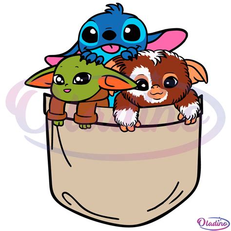 Baby Yoda Stitch Gizmo In A Pocket Art Svg Digital File